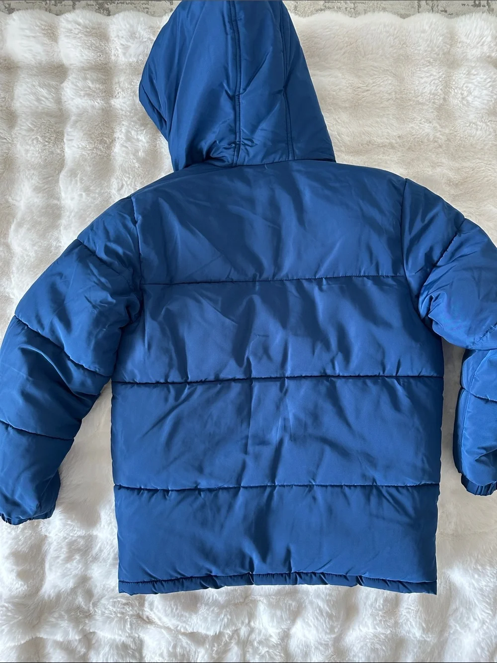 DKNY Youth Royal Blue Puffer Coat with Hood